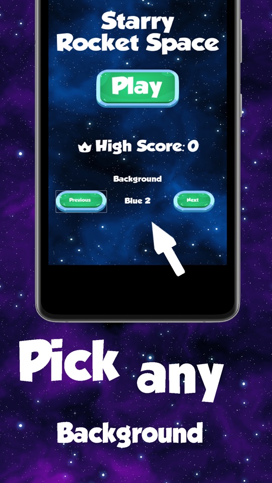 Pick any background: the main menu with the Play button, high score and a background picker